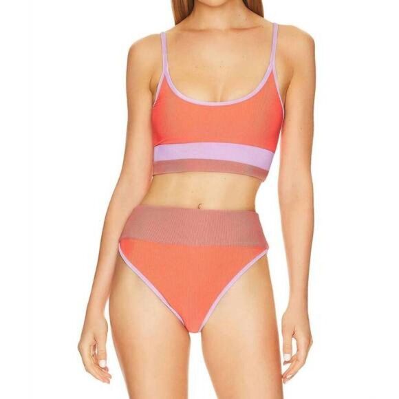 NWT NEW BEACH RIOT Emmy Swim Bikini Bottom in Oasis Colorblock M Beach Summer - Picture 2 of 9